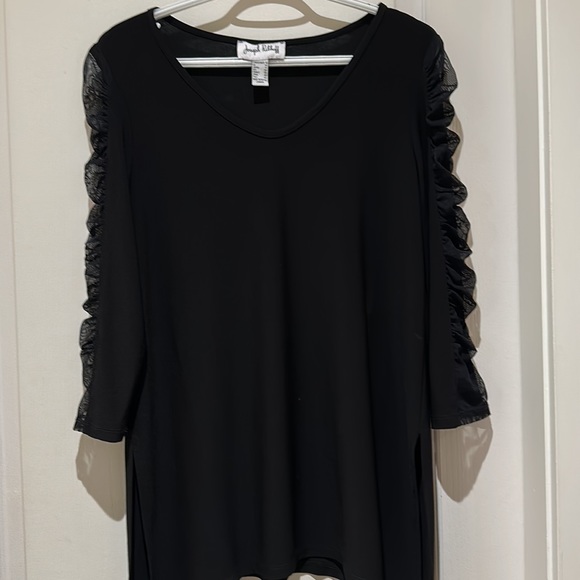 Joseph Ribkoff Black Blouse with Sheer Sleeves - Picture 5 of 6